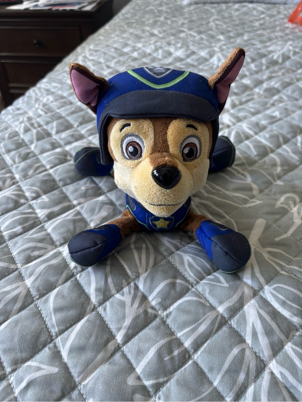 Paw Patrol Chase Plush Toy in Blue and Brown with Green Accent